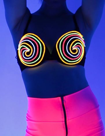 neon-colored bra