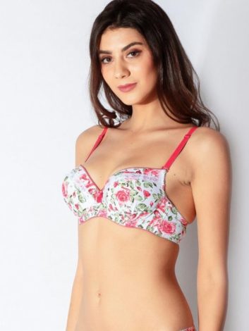 Shyle-Pink-Rose-Print- Push-Up-Bra-With- Pleated-Cups