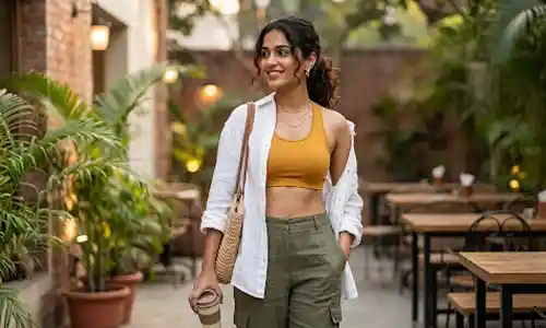 Racerback Sports Bra with an Oversized Shirt