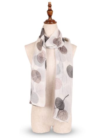 pale ivory leaf print scarf