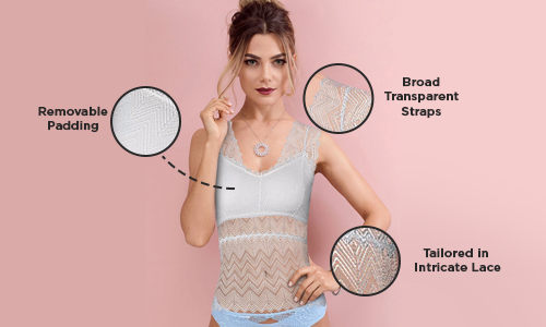 Camisoles with Transparent Straps and Removable Padding