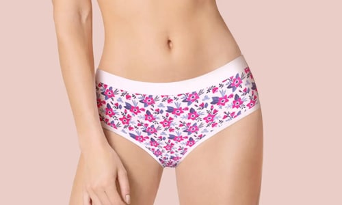 taabu candy pink floral print polyamide bikini panty