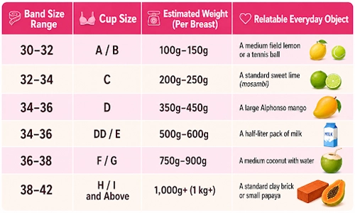 Ultimate Breast Weight Chart by Bra Size
