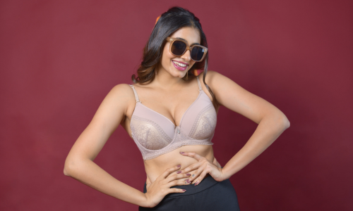 Woman Happy in a Bra