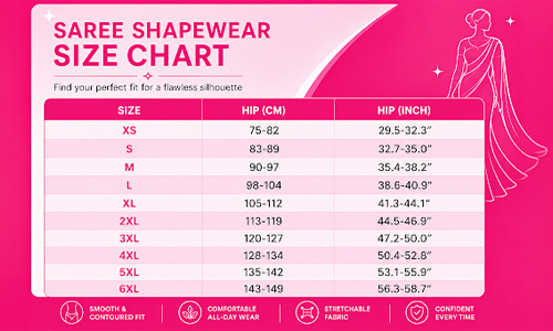 Shyaway Saree Shapewear Size Chart