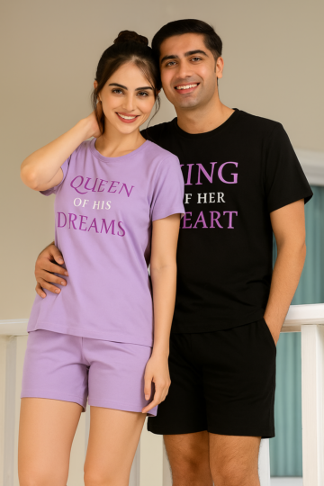 Short night dress with contrast colours for Couple