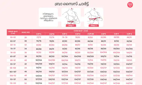 ബ്രാ സൈസ് ചാർട്ട് (ഇഞ്ച്)