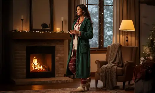 Layer with a camisole, nightdress, and robe