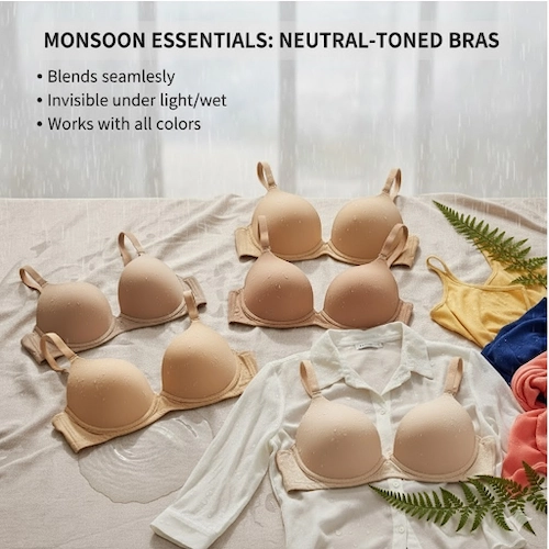 Nude and Neutral-Toned Bras for monsoon
