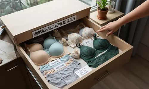 Stylish monsoon lingerie layering with bralettes