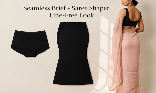 use seamless panty and saree shaper to avoid showing VPL under saree