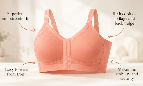 Extra Support Laminated Cup Front Closure Bra