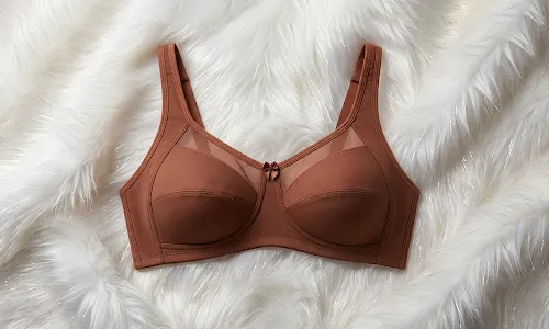 Rustic Brown Mesh Neckline Non Padded Everyday Bra