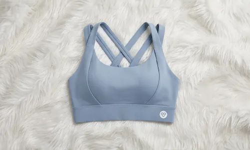 Windsurfer Blue Criss Cross Strap Medium Impact Sports Bra