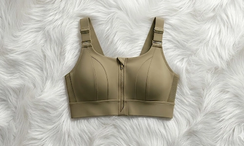 Shyle Dark Olive Velcro Adjuster High Impact High Coverage Sports Bra