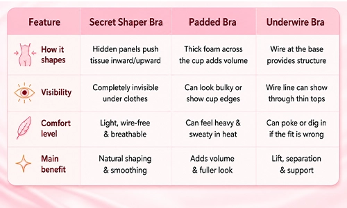 Secret Shaper vs. Traditional Bra Features