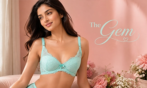 The Gem: Susie Mint Green Lace Embellished Lightly Padded Wired Bra
